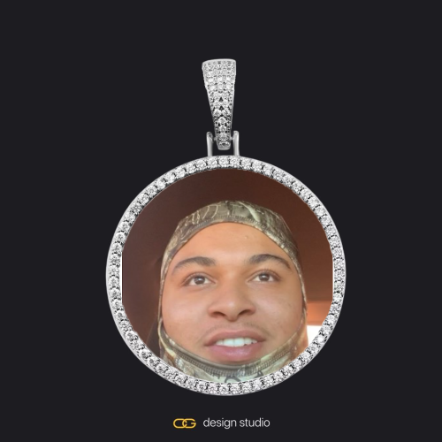 Custom Photo Pendant - Silver / Circle (3 cm) / Cuban (5mm)