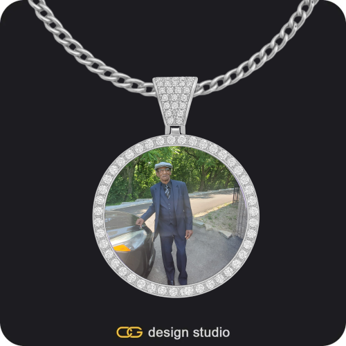 Custom Photo Pendant - Silver / Circle (3 cm) / Cuban (3mm)