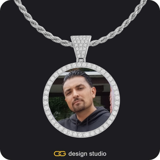 Custom Photo Pendant - Silver / Circle (3 cm) / Rope