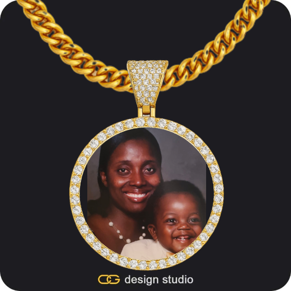 Custom Photo Pendant - Gold / Circle (4 cm) / Cuban (5mm)