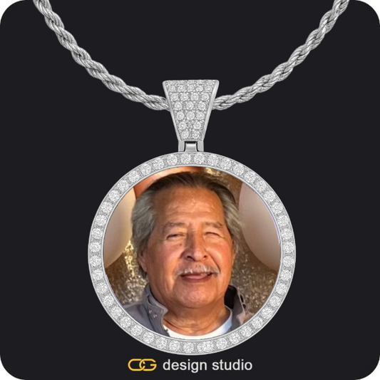 Custom Photo Pendant - Silver / Circle (4 cm) / Rope