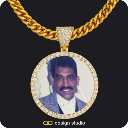 Custom Photo Pendant - Gold / Circle (4 cm) / Cuban (5mm)