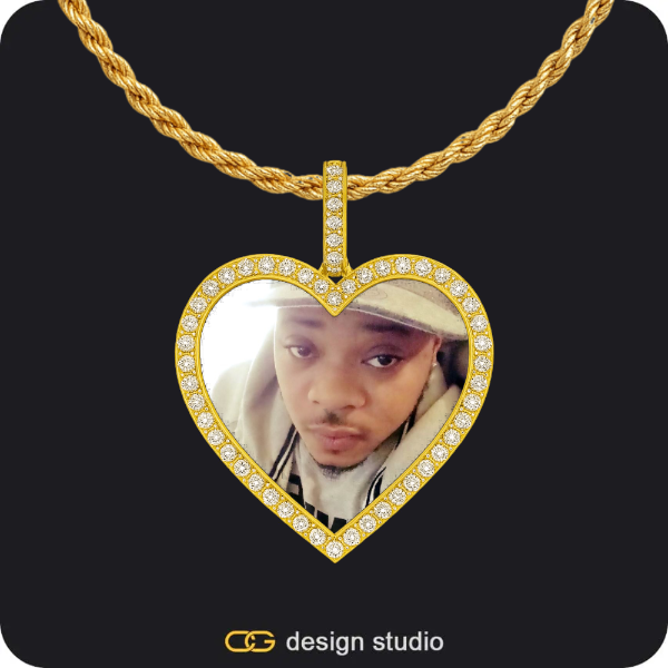 Custom Photo Pendant - Gold / Heart / Rope