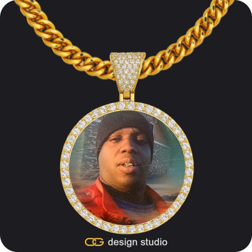 Custom Photo Pendant - Gold / Circle (4 cm) / Cuban (5mm)