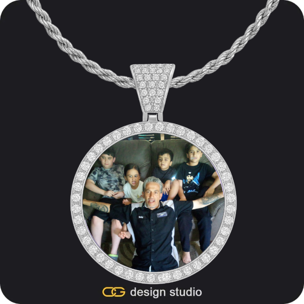 Custom Photo Pendant - Silver / Circle (4 cm) / Rope,Custom Photo Pendant - Silver / Circle (4 cm) / Rope