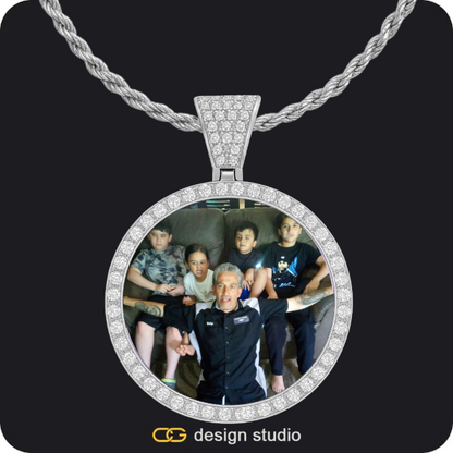 Custom Photo Pendant - Silver / Circle (4 cm) / Rope,Custom Photo Pendant - Silver / Circle (4 cm) / Rope