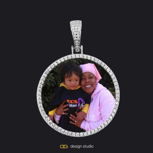Custom Photo Pendant - Silver / Circle (4 cm) / Rope
