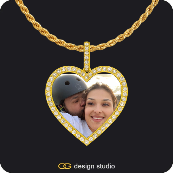 Custom Photo Pendant - Gold / Heart / Rope