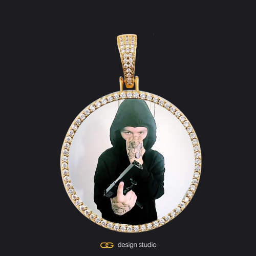 Custom Photo Pendant - Gold / Circle (4 cm) / Rope