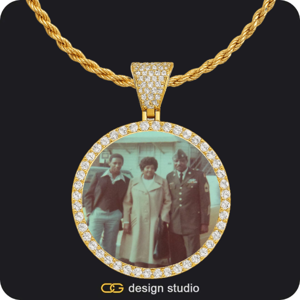 Custom Photo Pendant - Gold / Circle (4 cm) / Rope