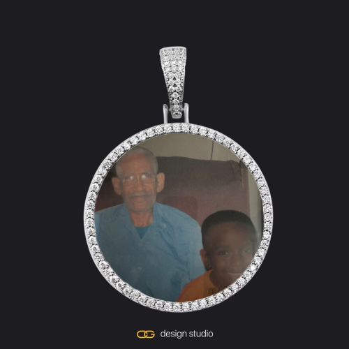 Custom Photo Pendant - Silver / Circle (4 cm) / Rope