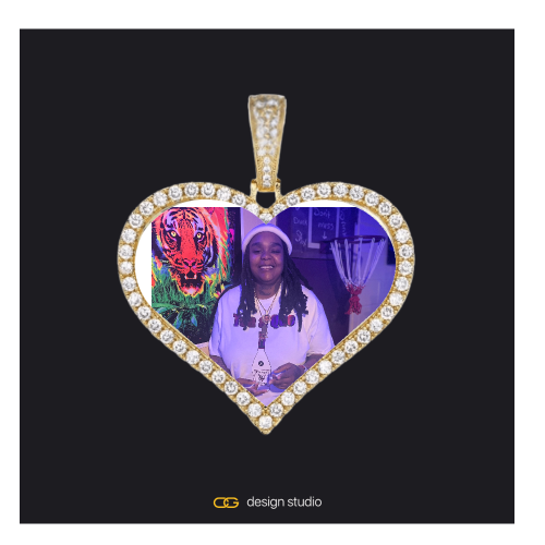 Custom Photo Pendant - Gold / Heart / Rope