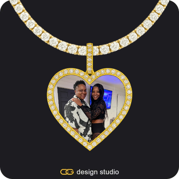 Custom Photo Pendant - Gold / Heart / Tennis