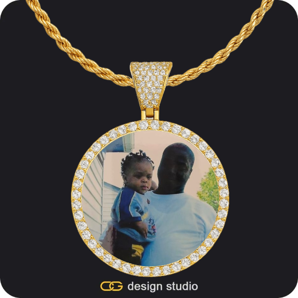 Custom Photo Pendant - Gold / Circle (4 cm) / Rope