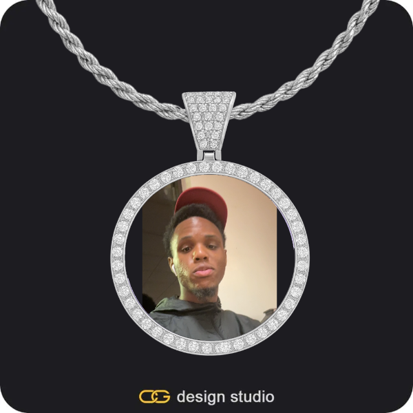 Custom Photo Pendant - Silver / Circle (3 cm) / Rope