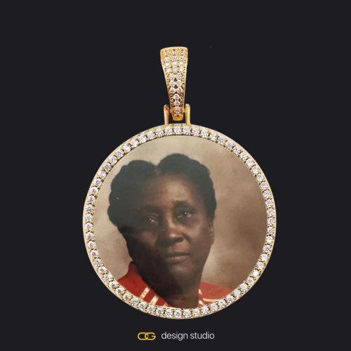 Custom Photo Pendant - Gold / Circle (3 cm) / Rope