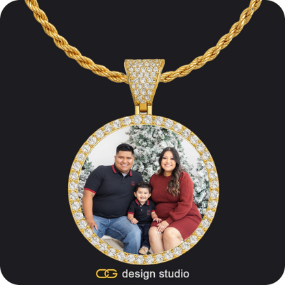 Custom Photo Pendant - Gold / Circle (4 cm) / Rope,Custom Photo Pendant - Gold / Circle (4 cm) / Rope,Custom Photo Pendant - Gold / Circle (4 cm) / Rope