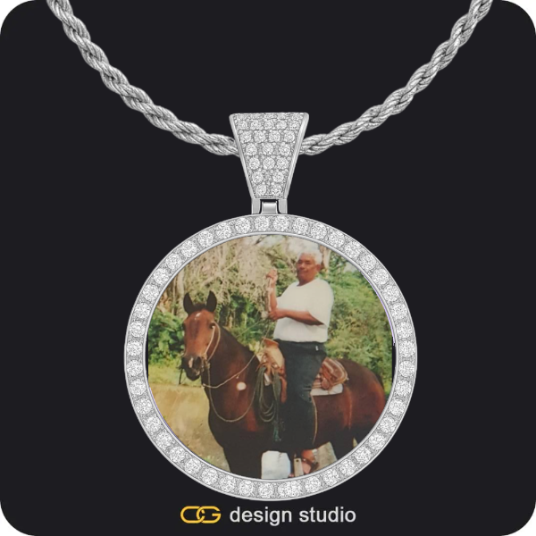 Custom Photo Pendant - Silver / Circle (4 cm) / Rope