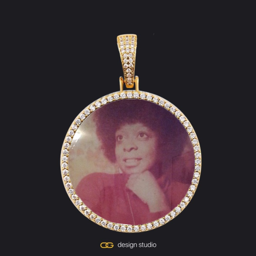 Custom Photo Pendant - Gold / Circle (4 cm) / Cuban (10mm)