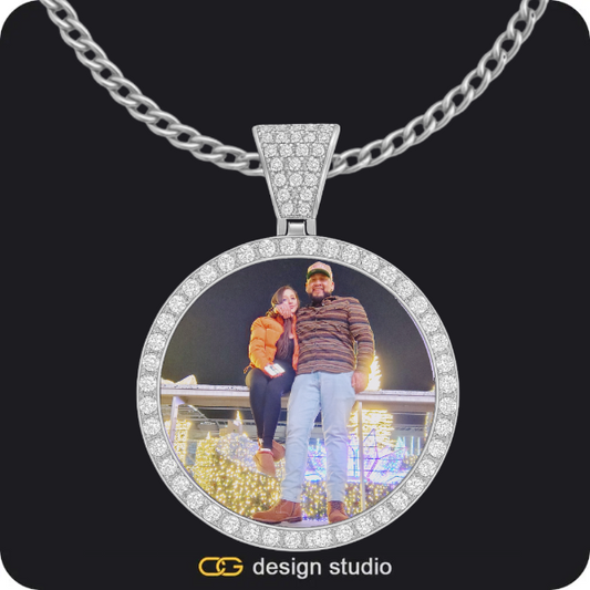 Custom Photo Pendant - Silver / Circle (4 cm) / Cuban (3mm)