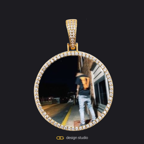 Custom Photo Pendant - Gold / Circle (3 cm) / Cuban (3mm)