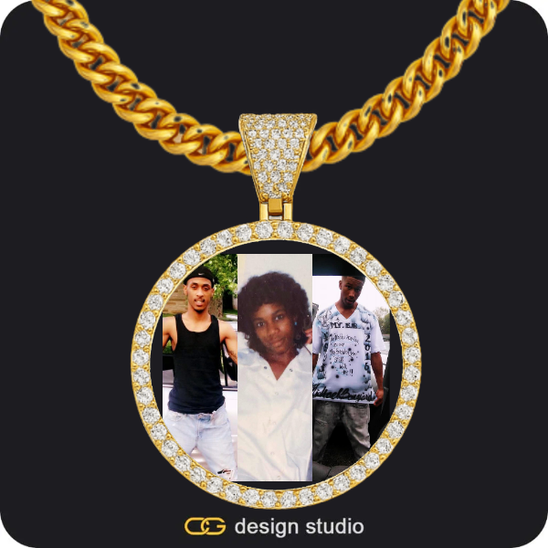 Custom Photo Pendant - Gold / Circle (4 cm) / Cuban (5mm),Custom Photo Pendant - Gold / Circle (4 cm) / Rope
