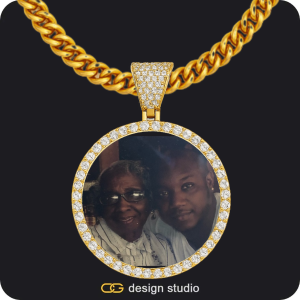 Custom Photo Pendant - Gold / Circle (4 cm) / Cuban (5mm)