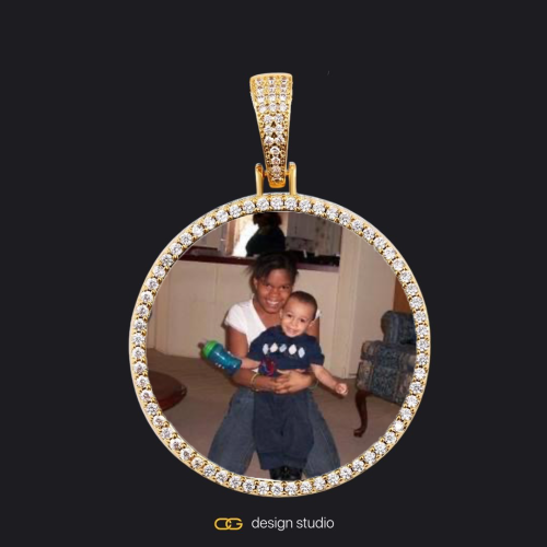 Custom Photo Pendant - Gold / Circle (3 cm) / Rope