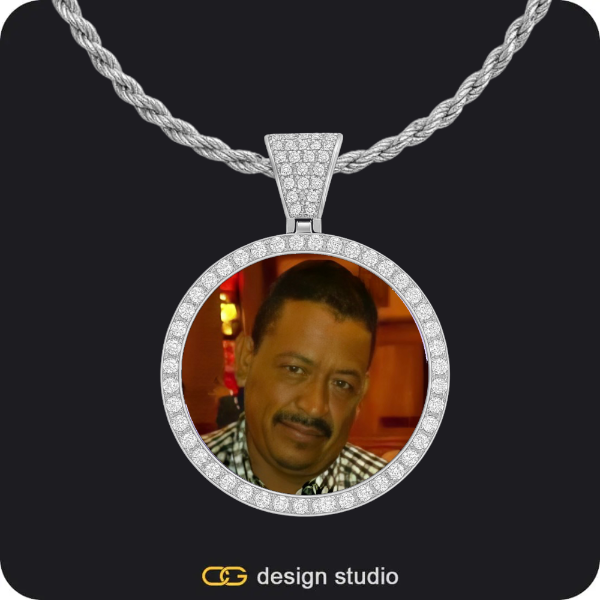 Custom Photo Pendant - Silver / Circle (3 cm) / Rope