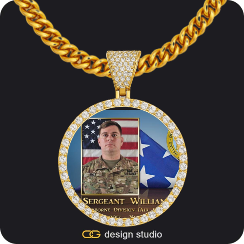 Custom Photo Pendant - Gold / Circle (4 cm) / Cuban (5mm)