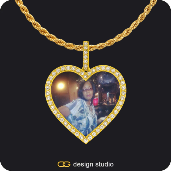 Custom Photo Pendant - Gold / Heart / Rope