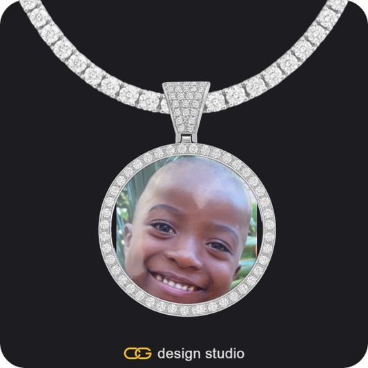 Custom Photo Pendant - Silver / Circle (3 cm) / Tennis
