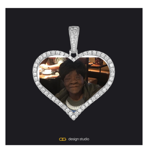 Custom Photo Pendant - Silver / Heart / Cuban (10mm)