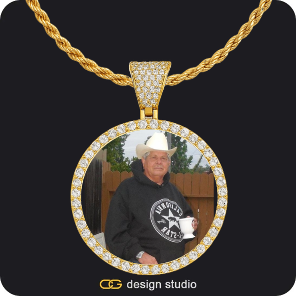 Custom Photo Pendant - Gold / Circle (4 cm) / Rope
