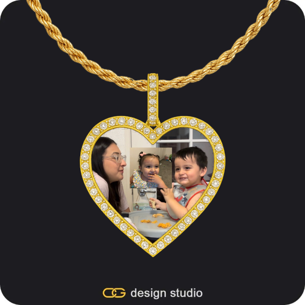 Custom Photo Pendant - Gold / Heart / Rope,Hexagon initial necklace - Z