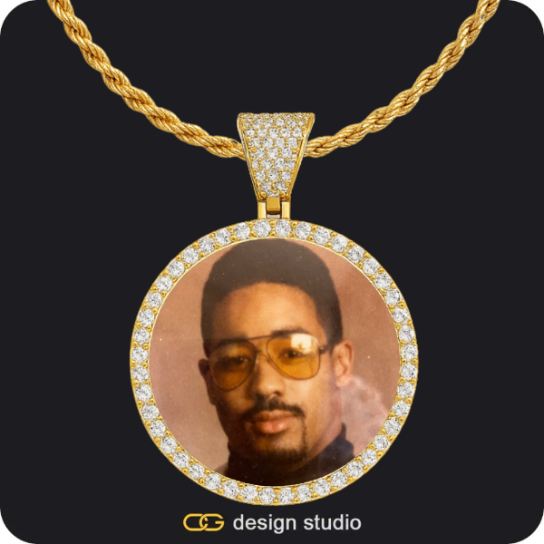 Custom Photo Pendant - Gold / Circle (4 cm) / Rope