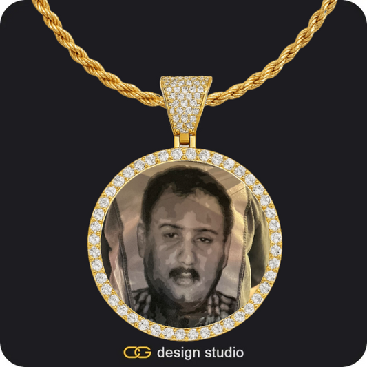 Clover Initial Necklace - J / 16 inch,Custom Photo Pendant - Gold / Circle (4 cm) / Rope