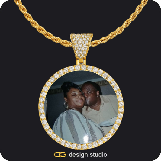 Custom Photo Pendant - Gold / Circle (4 cm) / Rope