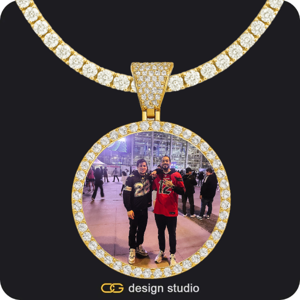 The Essential Name Necklace: Looped,Item Personalization,Custom Photo Pendant - Gold / Circle (4 cm) / Tennis