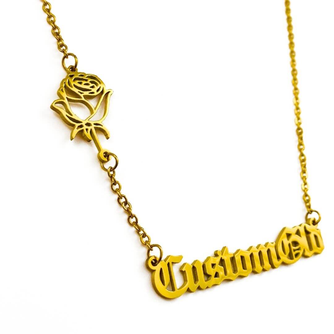 The Essential: Rose Symbol - CustomGld Personalized Name Necklace