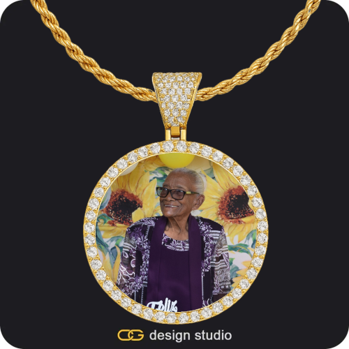 Custom Photo Pendant - Gold / Circle (4 cm) / Rope