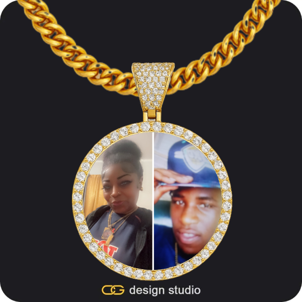 Custom Photo Pendant - Gold / Circle (4 cm) / Cuban (5mm)
