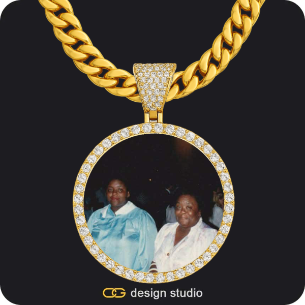Custom Photo Pendant - Gold / Circle (4 cm) / Cuban (10mm)