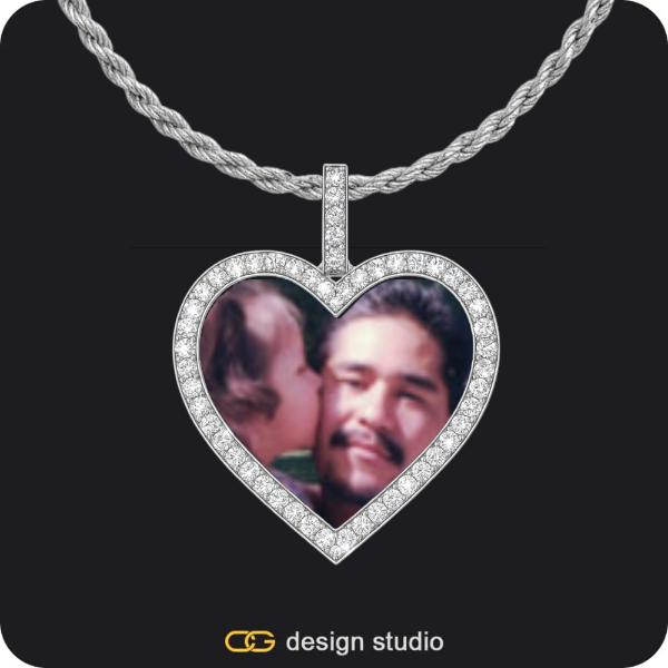 Grand victorian initial necklace - V / Silver,Custom Photo Pendant - Silver / Heart / Rope