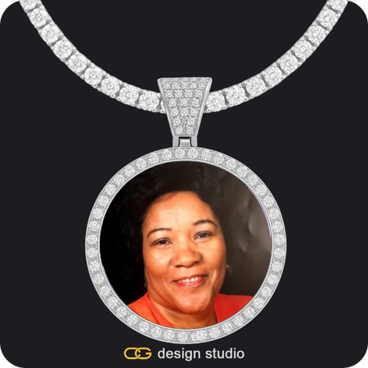 Custom Photo Pendant - Silver / Circle (4 cm) / Tennis