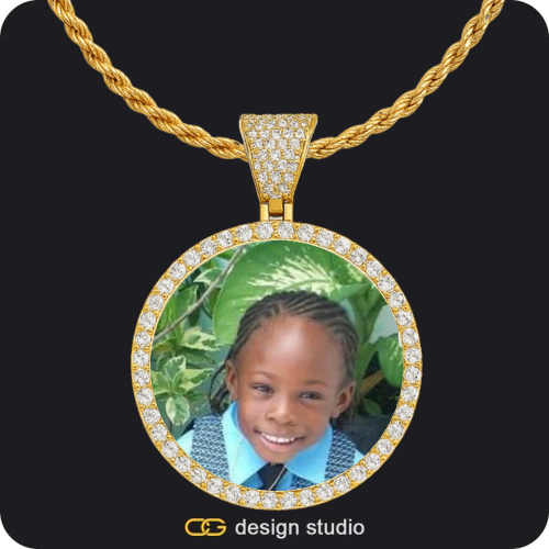 Custom Photo Pendant - Gold / Circle (4 cm) / Rope