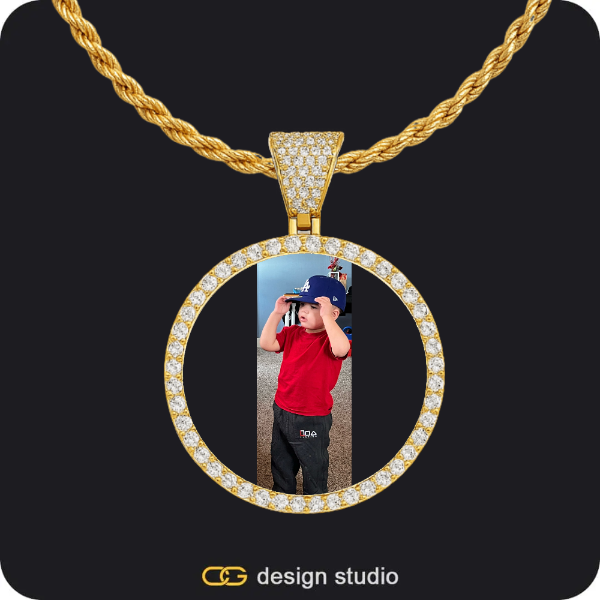 Custom Photo Pendant - Gold / Circle (3 cm) / Rope,Custom Photo Pendant - Gold / Circle (3 cm) / Rope,Shell Initial Necklace - U / Gold,Custom Photo Pendant - Gold / Circle (3 cm) / Cuban (3mm)