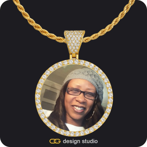 Custom Photo Pendant - Gold / Circle (4 cm) / Rope