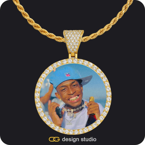 Custom Photo Pendant - Gold / Circle (4 cm) / Rope