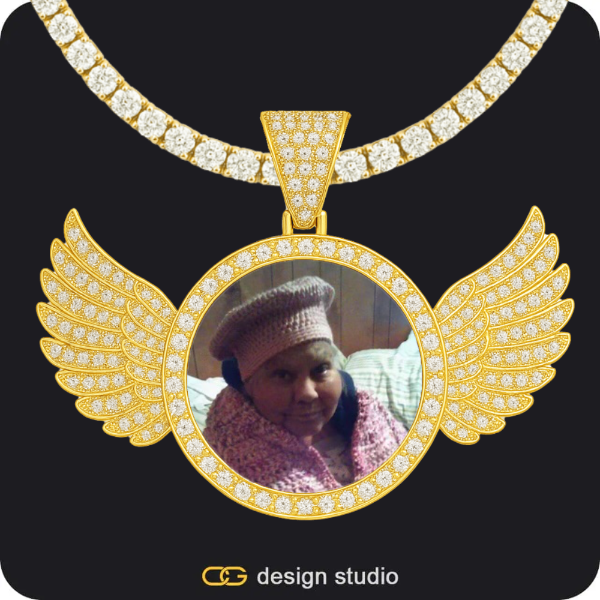 Custom Photo Pendant - Gold / Wings / Tennis